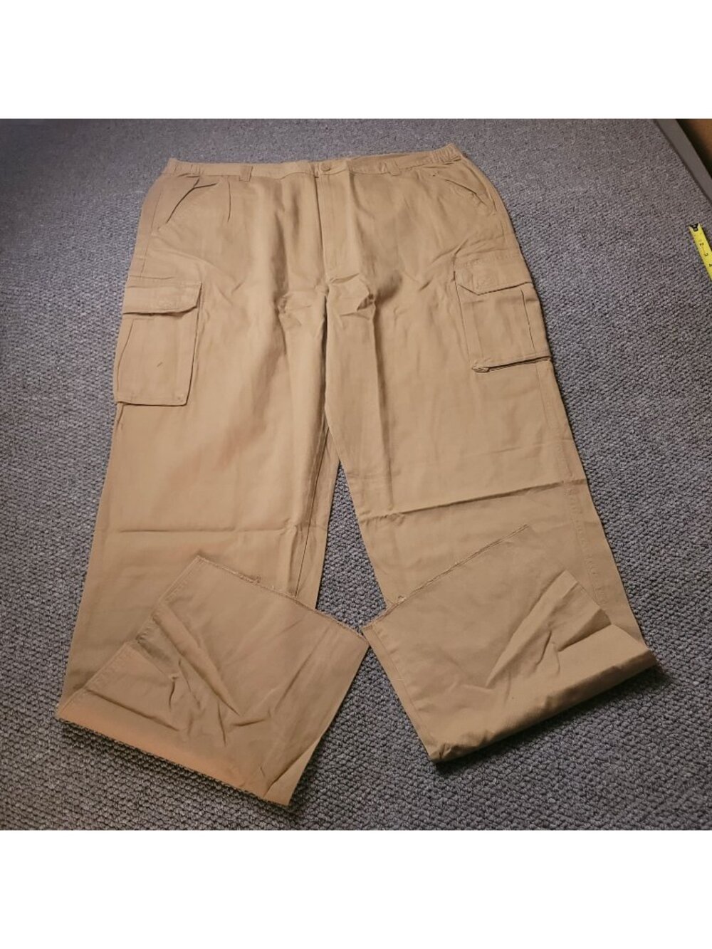 Boulder Creek Cargo Pants Mens 46 x40L Big Tall Khaki Elastic LL Chino Beige y2K